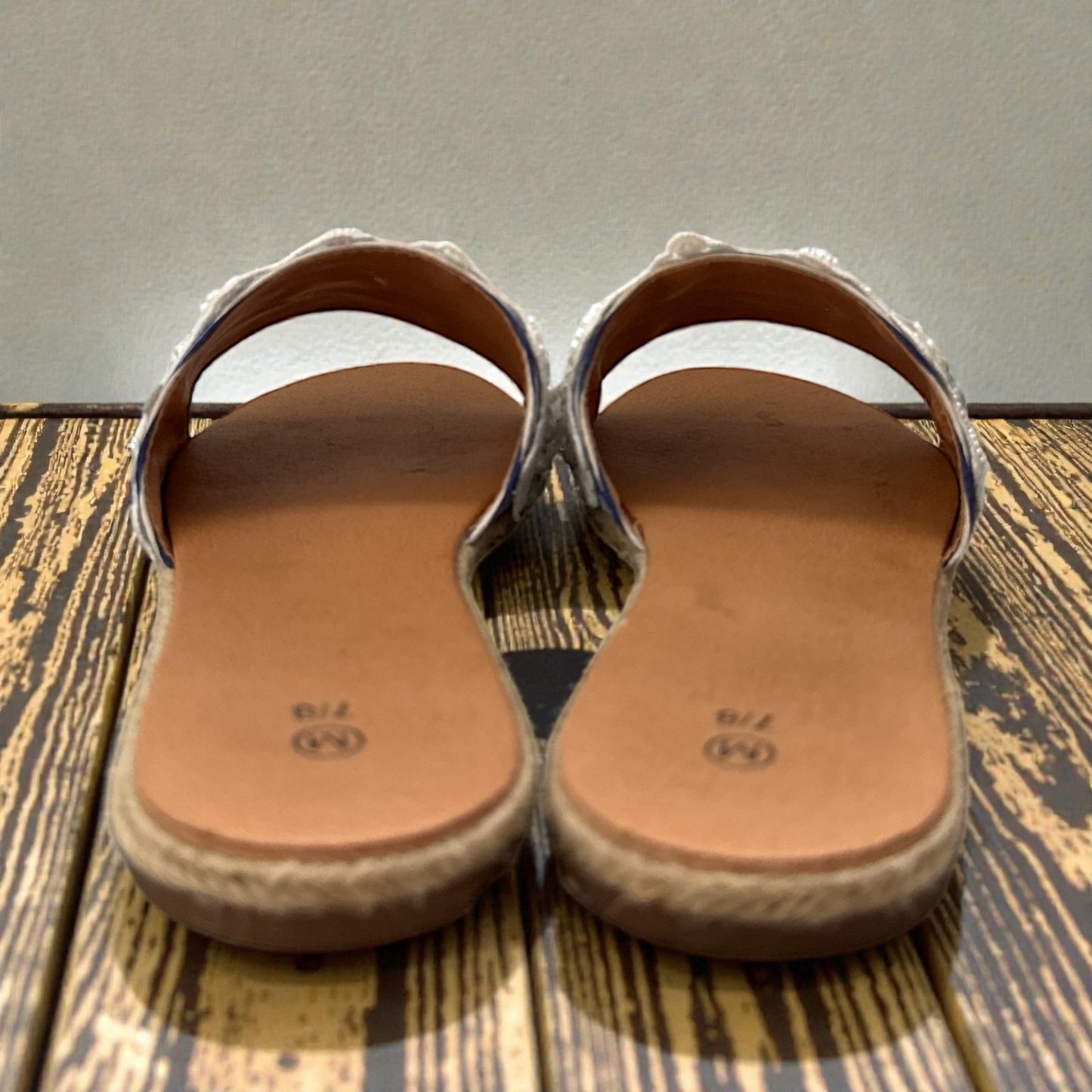 NWOT Women’s Lace Embellished Flat Slide Sandals