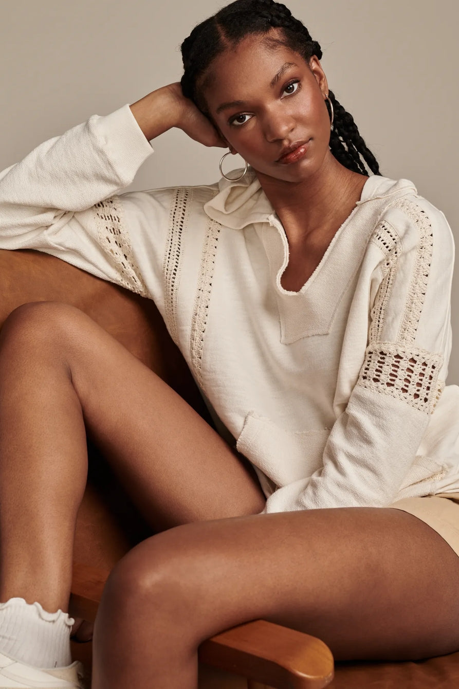 NWT luck brand Crochet Trim Baja Hoodie
