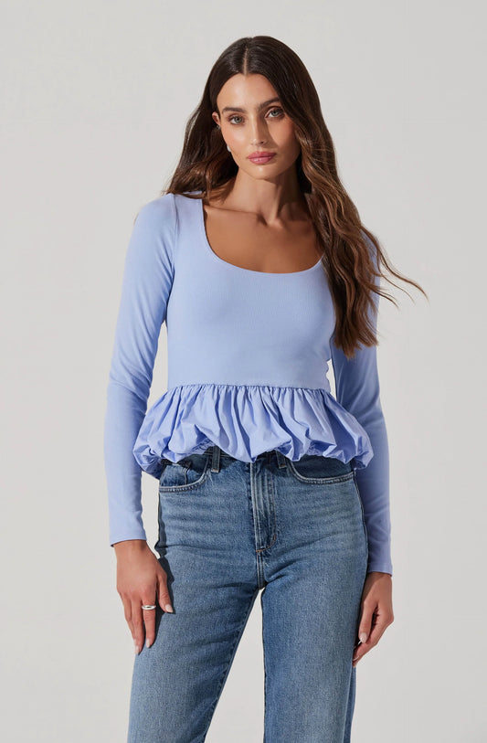 NWT Astr Bubble Hem Peplum Top