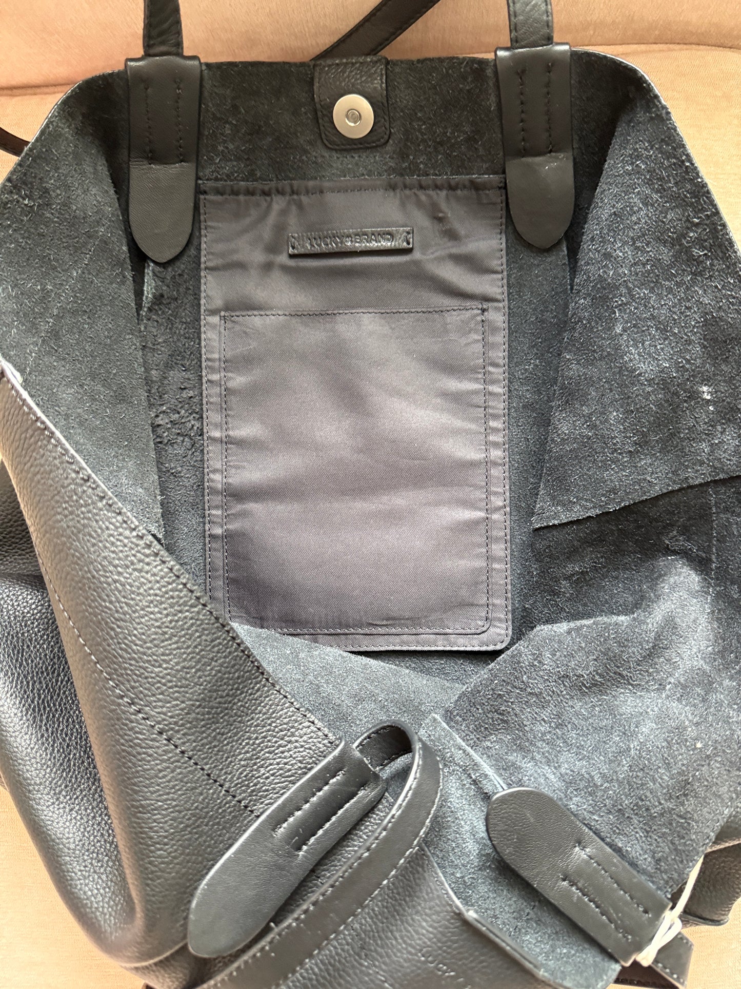 NWT lucky brand Black Leather Tote Bag