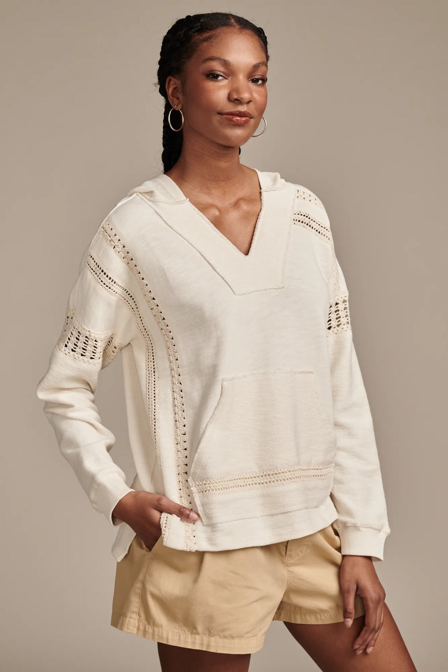 NWT luck brand Crochet Trim Baja Hoodie