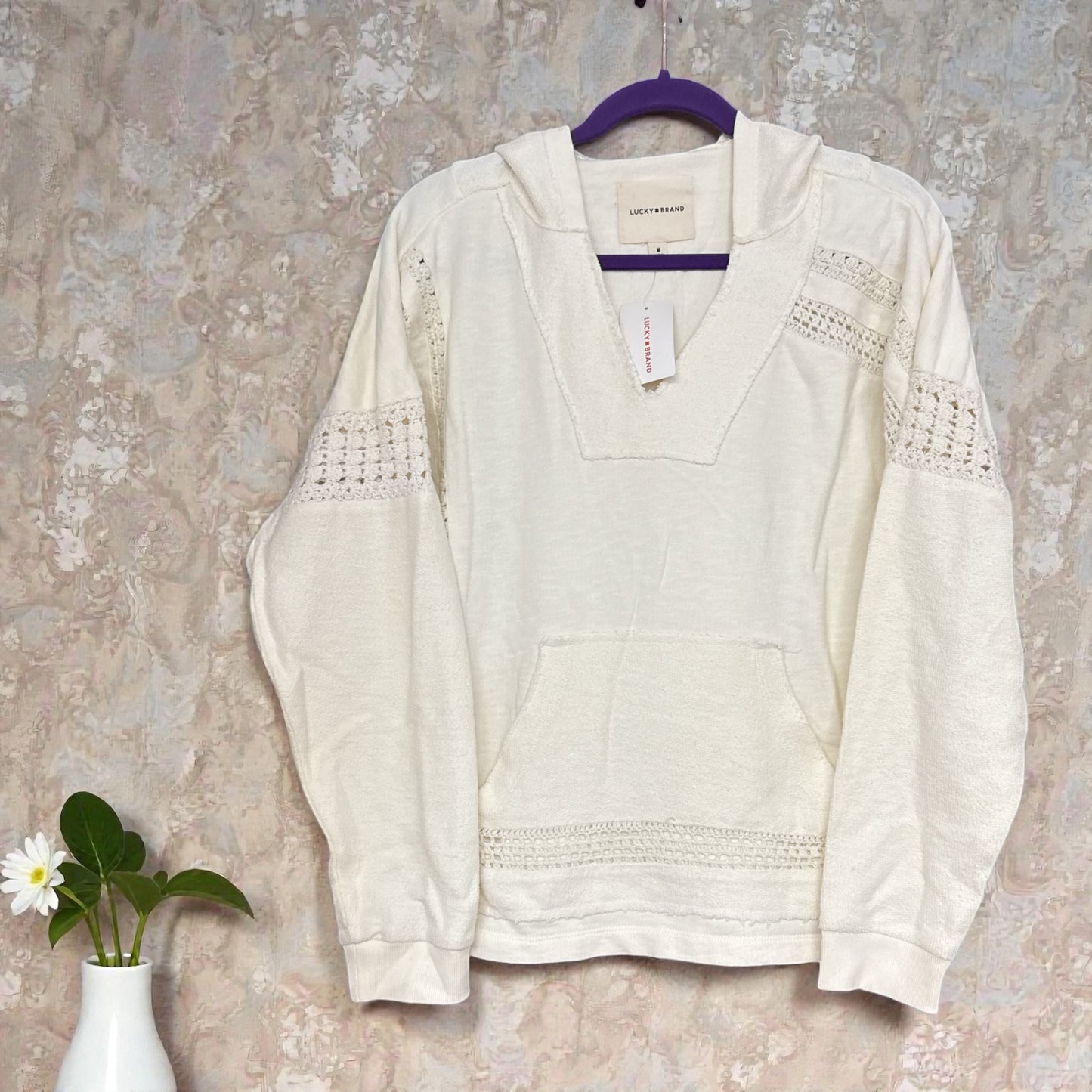 NWT luck brand Crochet Trim Baja Hoodie