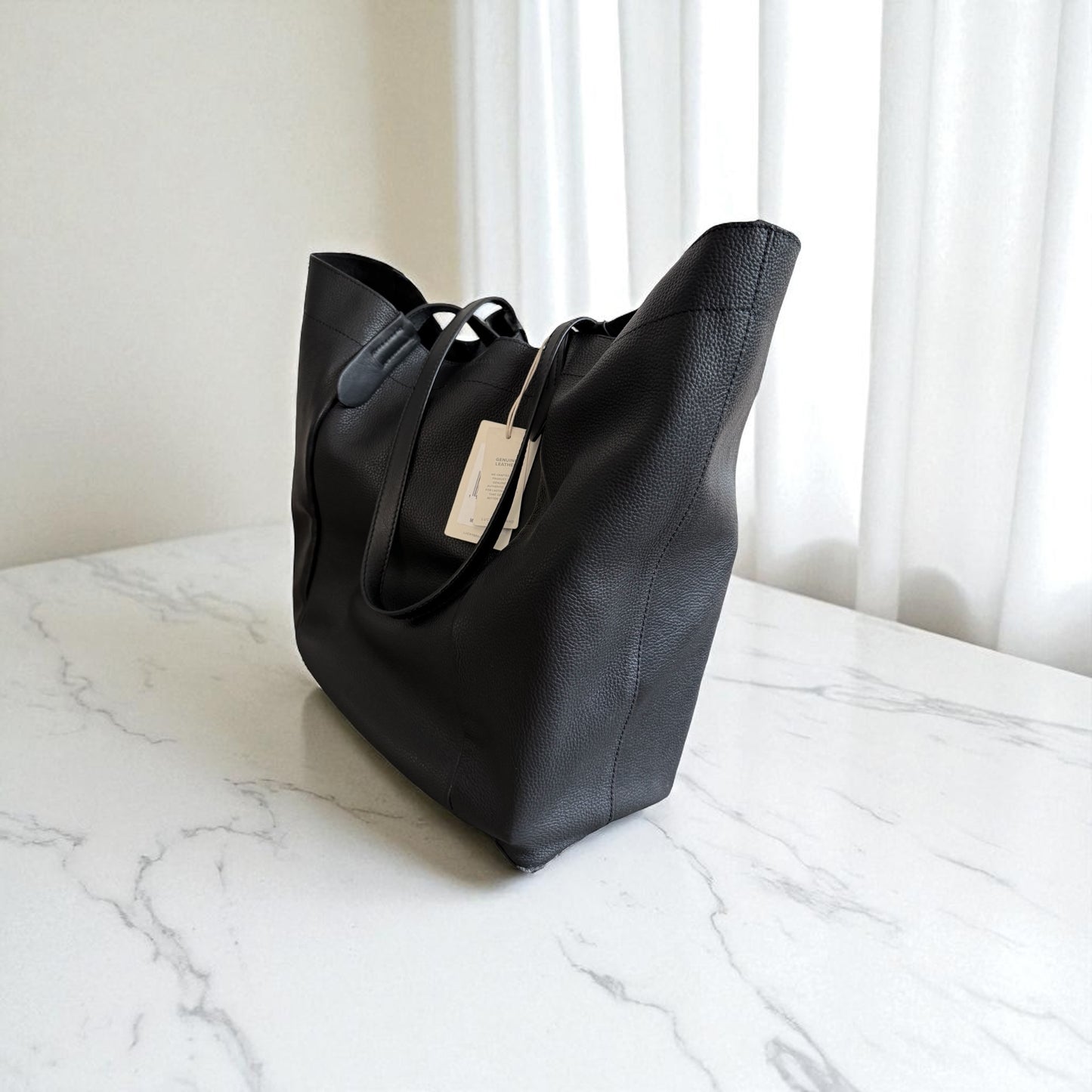 NWT lucky brand Black Leather Tote Bag