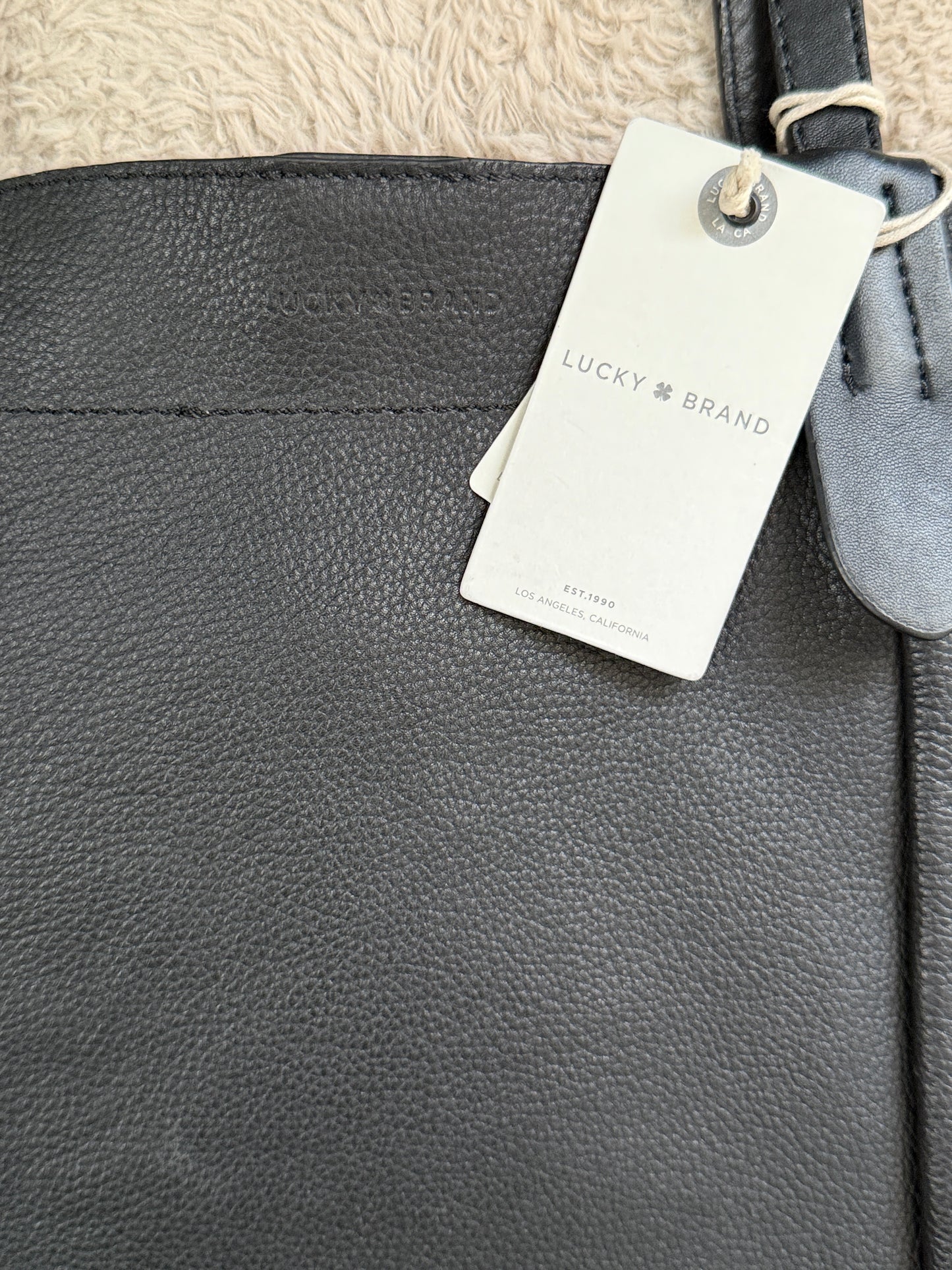 NWT lucky brand Black Leather Tote Bag