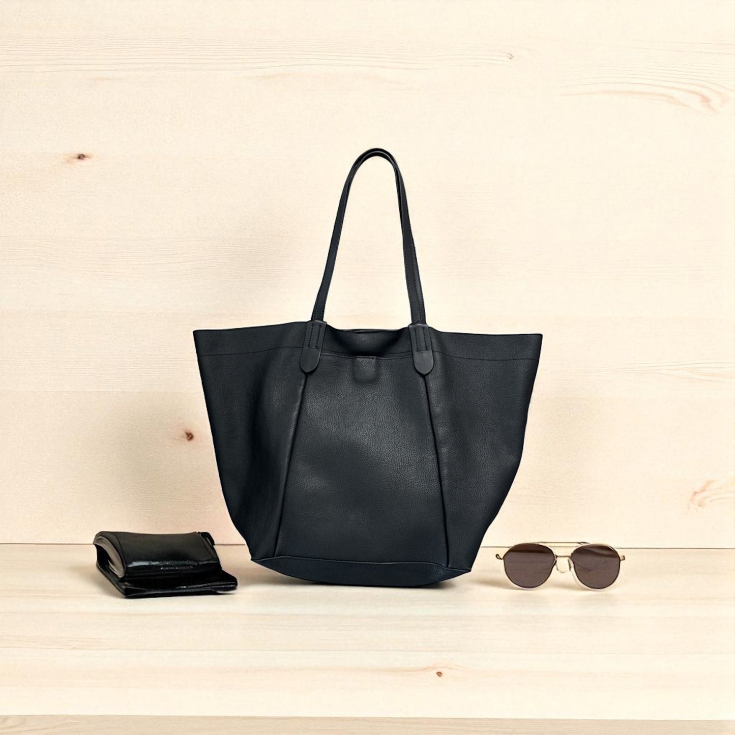 NWT lucky brand Black Leather Tote Bag