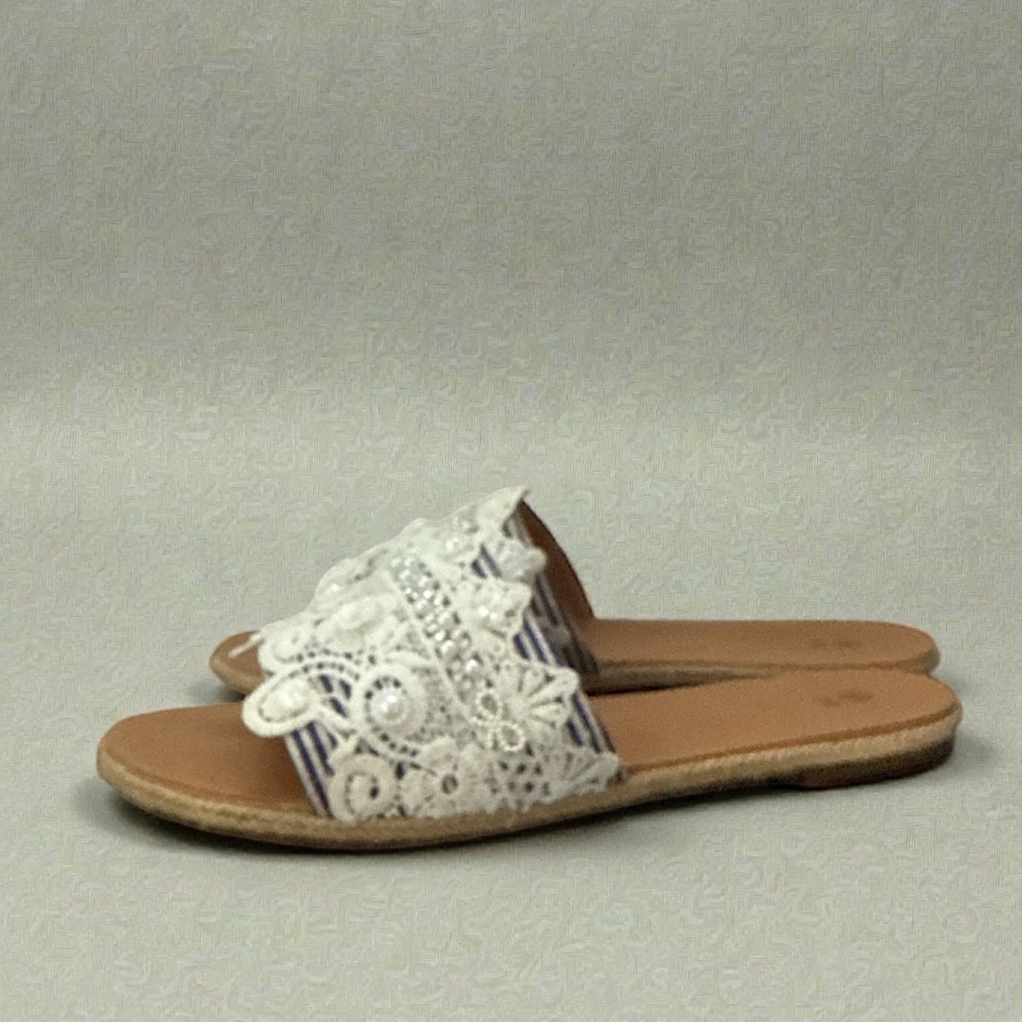 NWOT Women’s Lace Embellished Flat Slide Sandals